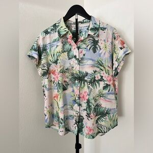 Tommy Bahama Silk Blouse | Relaxed Fit | Tropical Floral Button Up Shirt 🌴